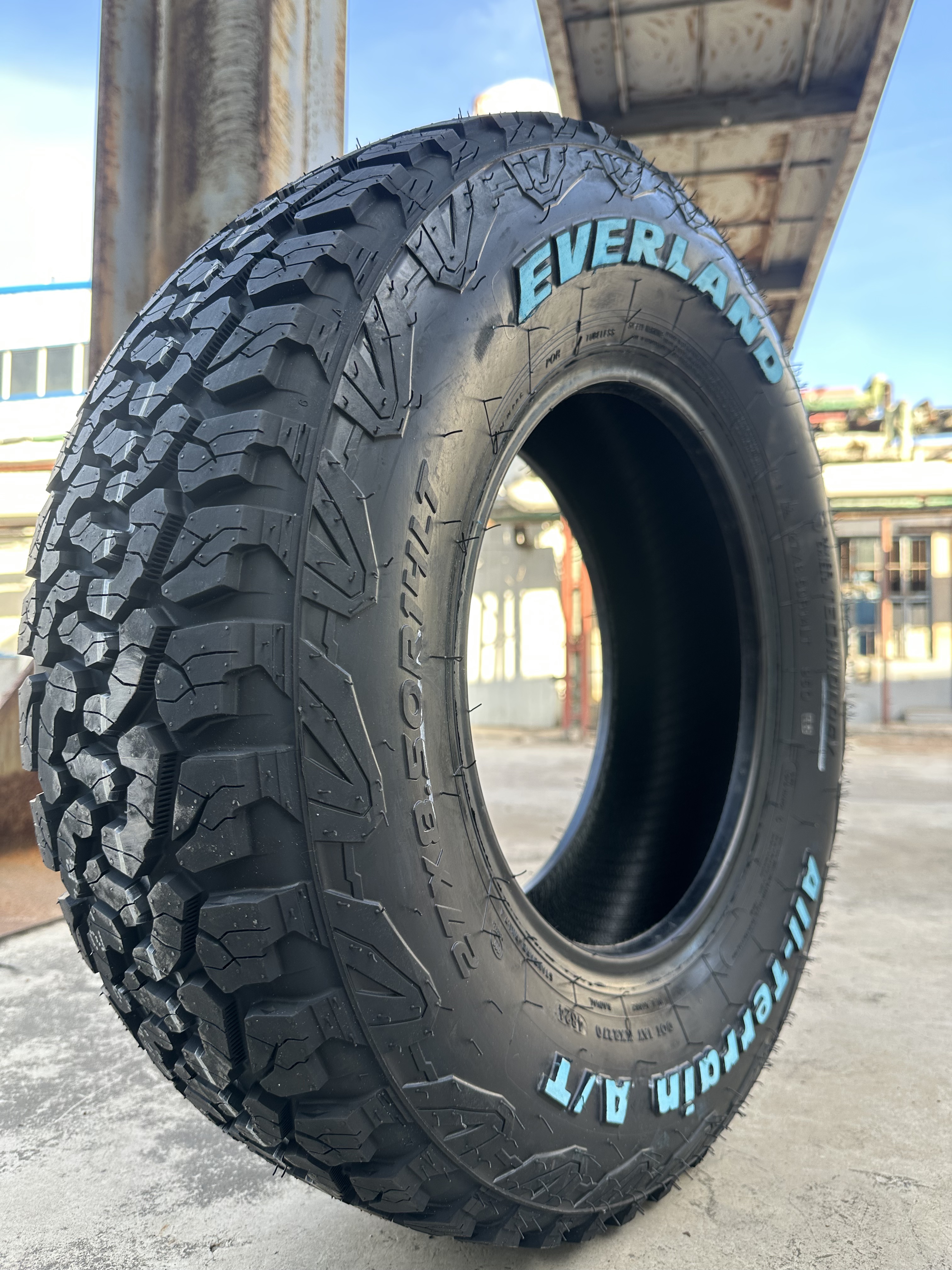 All Terrain A/T tire with robust tread for off-road performance